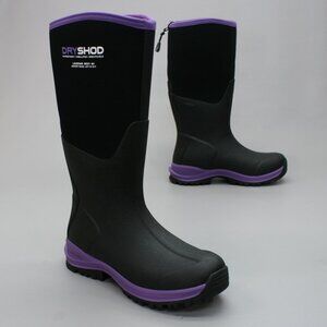 Dryshod Ladies 6/6.5 Legend MXT Hi Black Purple Rubber Pull-on Waterproof Boots